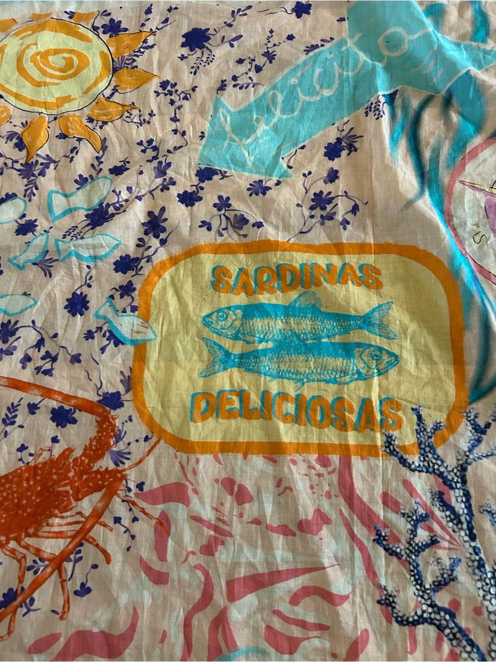 Magari Sea Life Cover up Pareo Large Scarf Multicolor Made in Italy - Picture 5 of 5